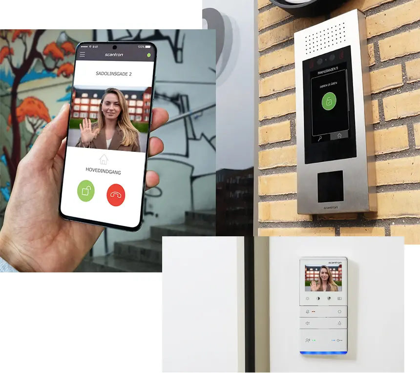 En dørtelefon med kamera kan ringe til både app og svarapparat
