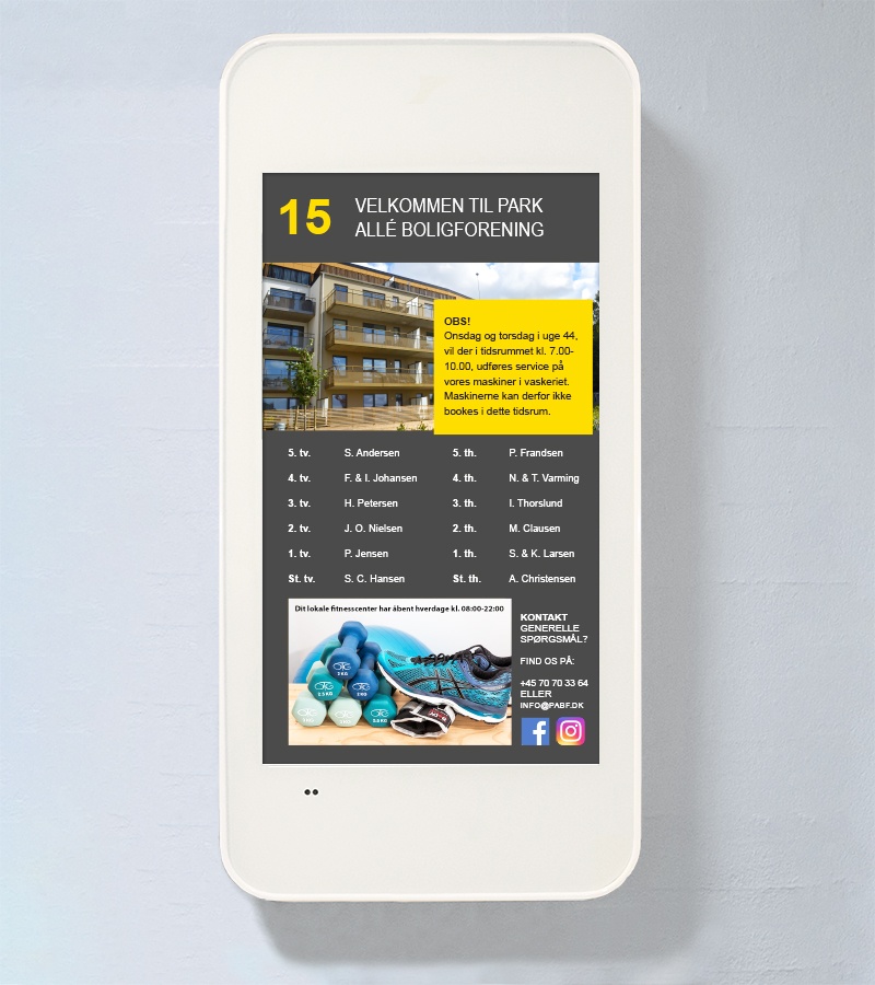 Infoskærm til boligforening Infoskærm til boligforening