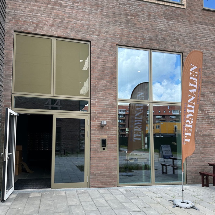 Scantron SAGA dørstation ved indgangen til Gammelhavn i Vejle