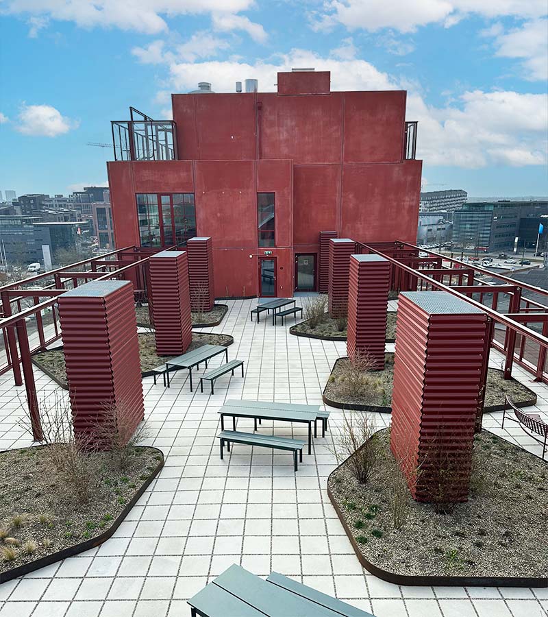 sydhavnsgade-1 Der er flot udsigt over det københavnske bylandskab på toppen af den fælles tagterrasse